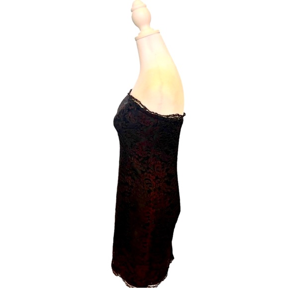 Pantagis Lace Black and Red Evening Cocktail Strapless Mini Dress  Size Small - Picture 6 of 9